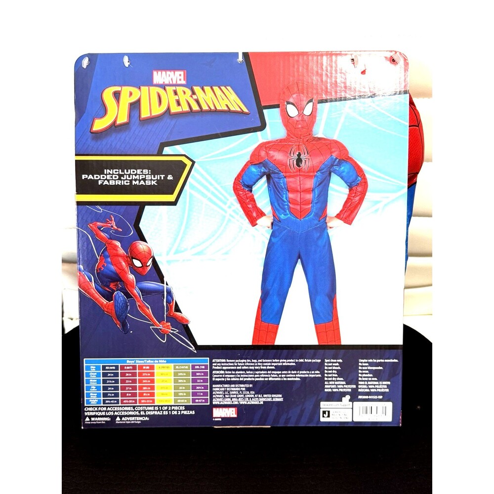NEW Marvel  SPIDER-MAN Padded Jumpsuit Costume & Fabric Mask size M (8) NWT NIB